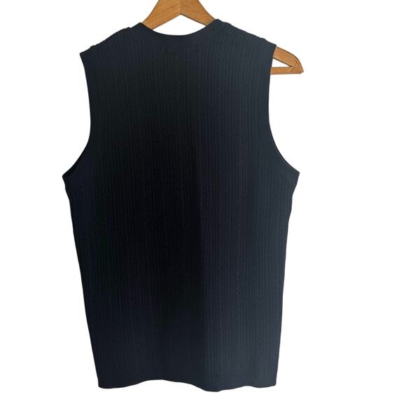 Lord & Taylor Merino Wool Sleeveless Navy Blue Cable Sweater Vest Petite Medium - Picture 3 of 6